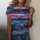 the MESSAGE - Summer Letter Stripe 3D Print Streetwear Casual Fashion Short Sleeve O-Neck Tees T-Shirts for Women