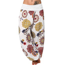 the ALI BABA - Women's Casual Fashion Floral Print Long Wide Leg Elastic Waist Bohemian Harem Pants