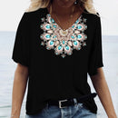 the EMBLEM - Women's 3D Fashion Gradient Oversized Short Sleeve V-Neck T-Shirts