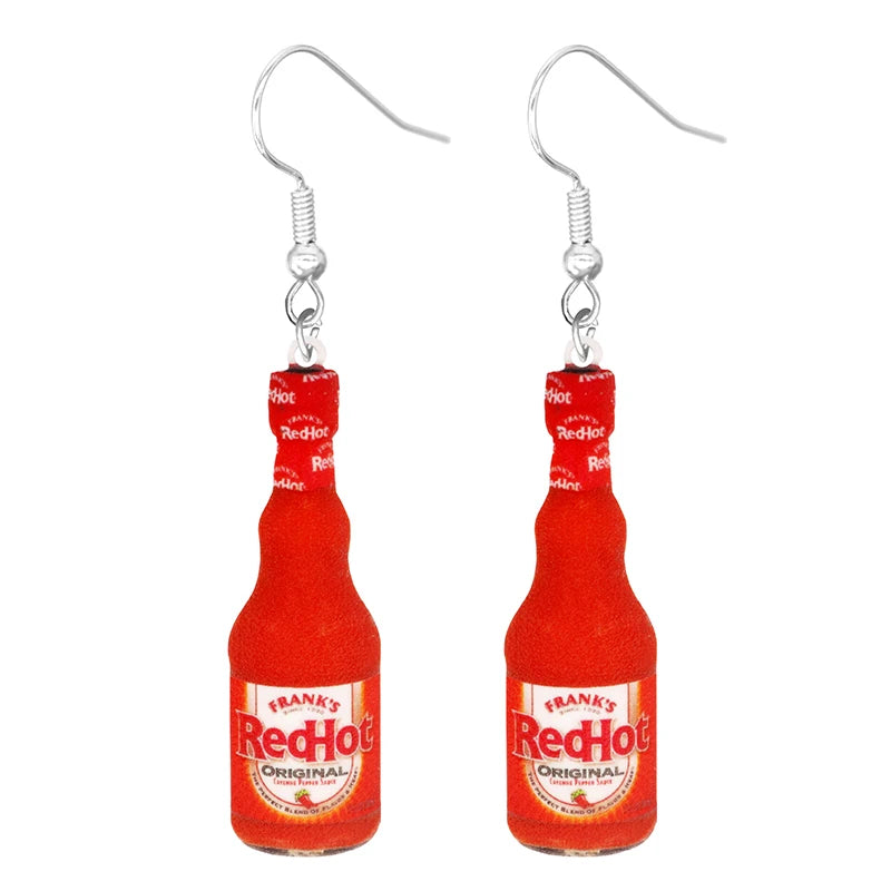 the PANTRY - Canned Bottle Snack Design Dangle Earrings, Cute Acrylic Jewelry Creative Food Ornaments