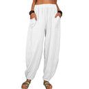the BOHO JOGGER - Casual Women Harem Pants Cotton Linen Loose Wide Leg Long Pants