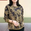 the LETTERMAN - Printing Letter Tie-Dye Spring/Autumn Lantern Long Sleeve Round Neck Pullovers/Sweatshirts