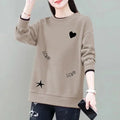 Commuter Women's Clothing Pullover Letter Printing Lantern Long Sleeve Hoodies Casual Loose Spring Autumn Round Neck Tops