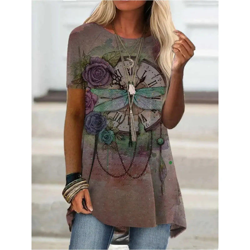 Women's T Shirt Marbling 3d Print T-shirt Women Fashion Abstract Face T-shirts Ladies Tops Tees Vintage Tshirt Casual Loose