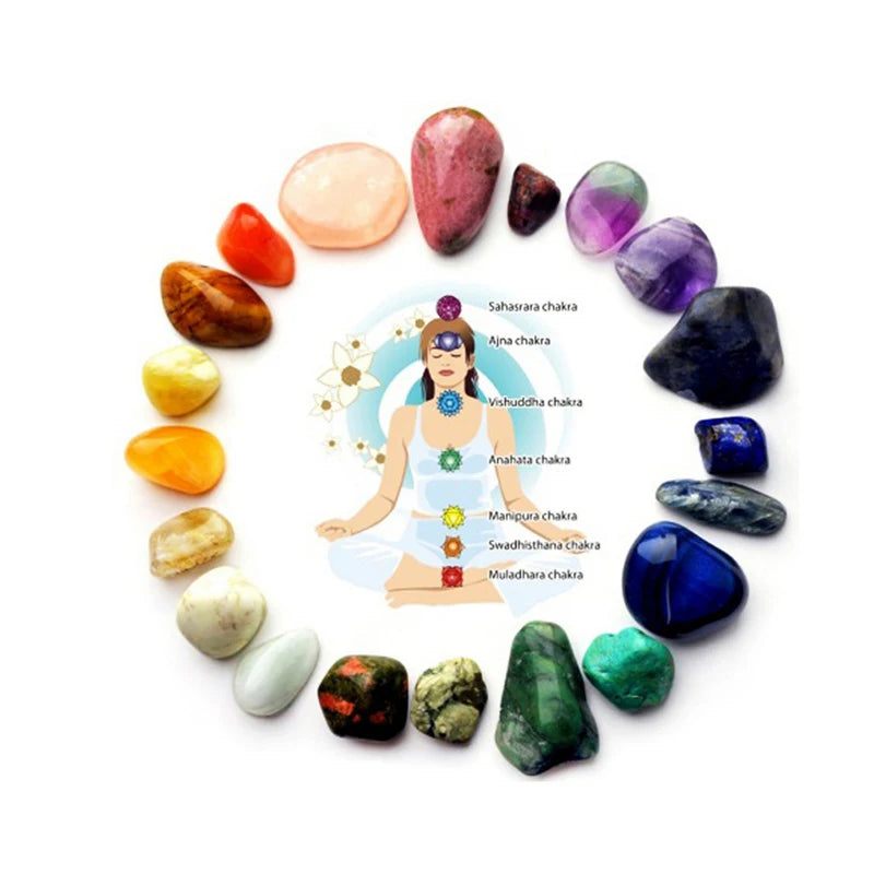 the CHAKRA STONES - 7Pc/Set Natural Crystal Yoga Polished Energy Stone Agate Chakra Reiki Healing Home Decoration Collection Popular Stones