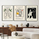 the PICASSO - Pablo Picasso Exhibition Poster Retro Face Canvas Abstract Line Pigeon Sausage Dog Modern Gallery Wall Art Home Decoration