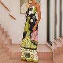 the DECO BOHO - Fashion High Street Printed Jumpsuit Summer Hollow Tie Up Beach Romper Casual Sleeveless Pocket Wide Leg Playsuit