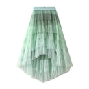 the BOHO TUTU - Women's Tulle Skirt Ruffle Multilayer Mesh A-Line Tier Tutu High Waisted Gradient Rainbow Tulle Long Skirt