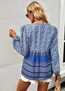 the BAGGY BOHO - Boho Floral Blouse V-Neck Tassel Long Sleeve Bohemian Summer Fashion Shirt for Women