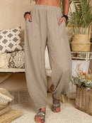 the BOHO JOGGER - Casual Women Harem Pants Cotton Linen Loose Wide Leg Long Pants