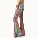 the VINTAGE BOHO - Women Tight-Fitting Hip Flare Pants Retro Print Big Bell-Bottom Boho Printed Flare Pants