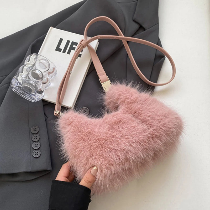 the FUR BALL - Plush Shoulder Bag, Women Soft Fluffy Crossbody Bag, Faux Fur Luxury Handbag, Winter Women's Bag, Clutch Purse for Women