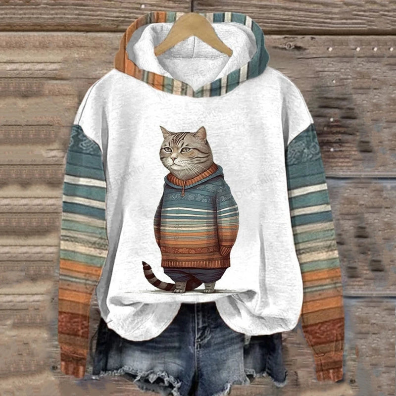 Funny Sweatshirt Cartoon Cat 3d Print Hoodie Men Women Fashion Oversized Hoodies Women Sweat New Year Coat Animal Clothes Winter