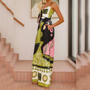 the DECO BOHO - Fashion High Street Printed Jumpsuit Summer Hollow Tie Up Beach Romper Casual Sleeveless Pocket Wide Leg Playsuit