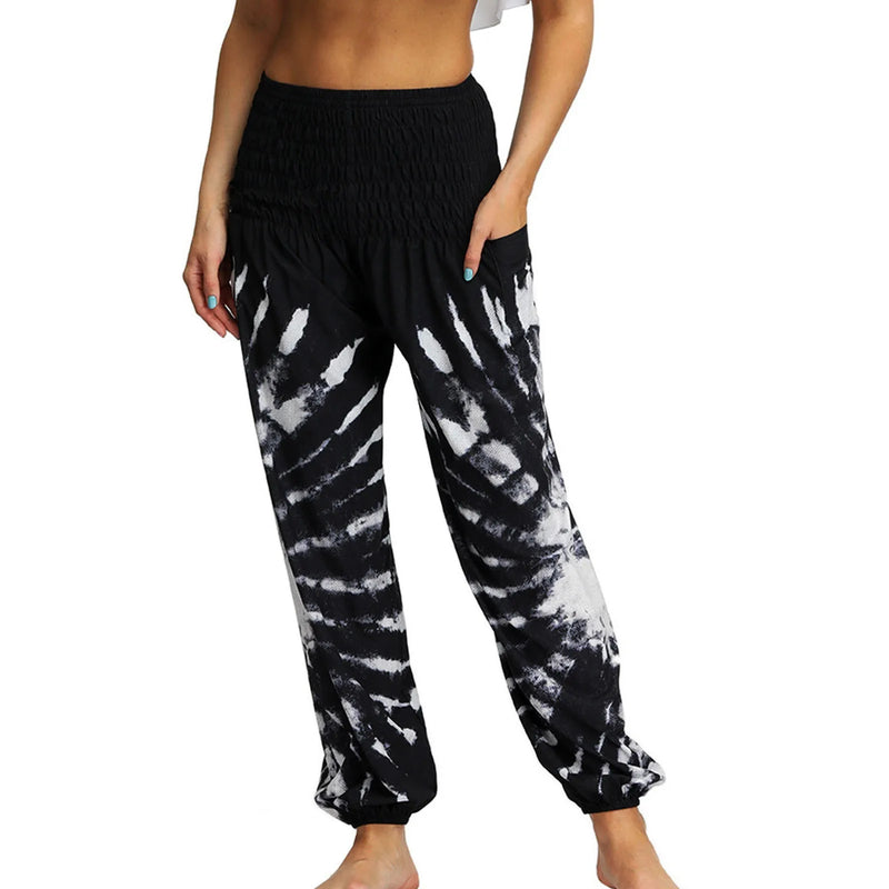 Women'S Pants Women'S Sweatpants Hippie Bohemian Palazzo Yoga Scrunched Bottom Women'S Tie Dye Harem Pants Vetement Femme