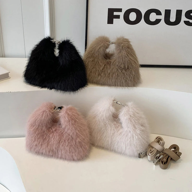 the FUR BALL - Plush Shoulder Bag, Women Soft Fluffy Crossbody Bag, Faux Fur Luxury Handbag, Winter Women's Bag, Clutch Purse for Women