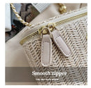 the PICNIC BOHO - Mini Straw Bucket Crossbody Bag for Women, Summer Weave Women's Brand Handbags and Purses, Fashion Chain Simple Shoulder Bags
