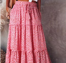 the PATCHWORK BOHO - Long Skirt Retro Loose Casual High Waist Skirt Bohemian Style Patchwork Pleated Pocket Skirt