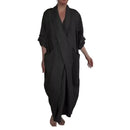 the WRAP BOHO - Spring/Fall Maxi Robe Baggy Cross V Neck Large Pocket Retro A-Line Bohemian Maxi Dress