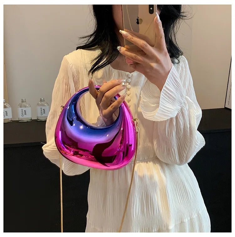 the GLAM BAG - Luxury Designer Evening Clutch, Clear Acrylic Women Handbags, Fashion Shoulder Bag, Half Moon Wedding Purses