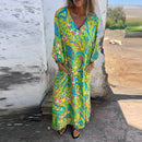 the LOUNGER BOHO - Vintage Leopard Print Bohemian Casual V-Neck Loose Long Sleeve Maxi Dress for Women