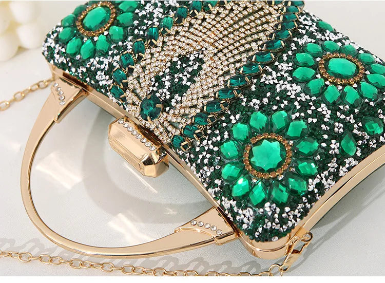 the TREASURE - Rhinestone Beaded Clutch Evening Bag, Women Wedding Party Purse, Evening Banquet Bag