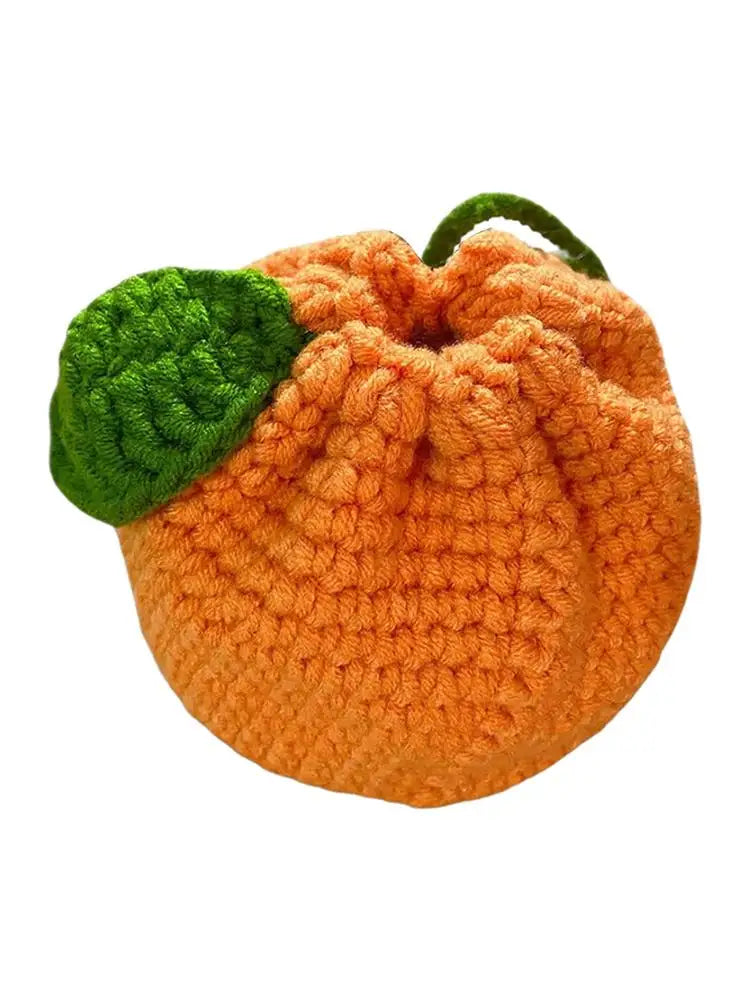 the CITRUS CROCHET - Orange Coin Purse, Crochet Drawstring Bag, Cute Drawstring Orange-Shaped Crochet Purse, Crochet Tangerine Bag Coin Chargers