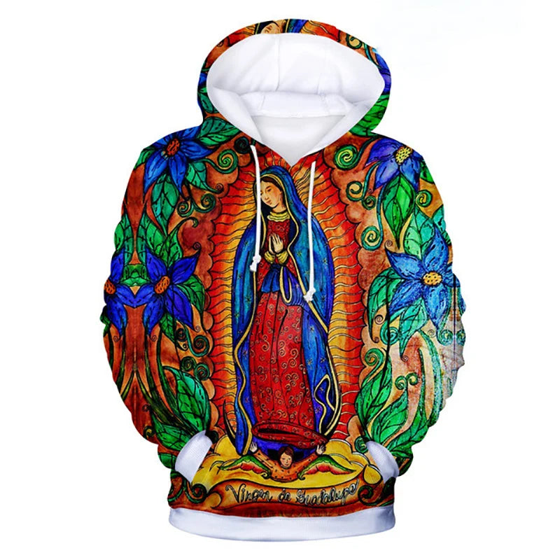 Virgin Mary 3D Print Hoodies Women Men Retro Streetwear Oversized Pullovers Y2k Hoodie Harajuku Sweatshirts Woman Tops Clothing