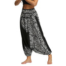 the HAREM BOHO - Bohemian Harem Pants Elastic Waist Wide Leg Long Pant Vintage Printed Trousers