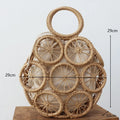 the WOVEN BAG - Straw Bag Rattan Woven Round Tassel Handbag for Women, Large Capacity Shoulder Tote Purse, Ladies Holiday Wood Handle Shopping Bag