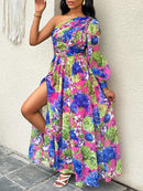 the BRIDESMAID BOHO - Spring/Summer Elegant Off Shoulder Print Loose Long Dress