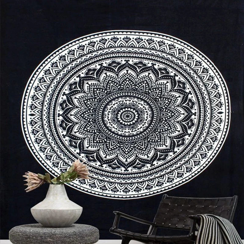 the MANDALA - Print Tapestry Wall Hanging Carpet Throw Yoga Beach Mat Wall Art Tapestry Decorations