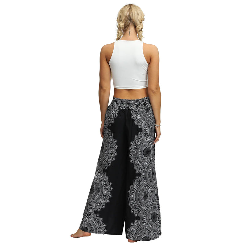 Women's Casual Soft Slit Leg Pants, Harem Dance, Beach Boho Baggy Yoga Pants, Lady Loose Wide Leg Wrap Long Pants, Summer