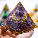 the GENERATOR - Natural Crystal Energy Generator Pyramid, Peridot Amethyst Reiki Healing Chakra Resin Pyramid, Egyptian Decor Room Decoration 1pc