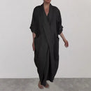 the WRAP BOHO - Spring/Fall Maxi Robe Baggy Cross V Neck Large Pocket Retro A-Line Bohemian Maxi Dress