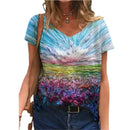 the PAINTED EASEL - Oversized Fashion Short Sleeve 3D Flower Print Loose Casual Female Clothing T-Shirts