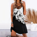 Beach Dress Summer 2025 Printed Sleeveless Women's Dress Boho Casual Party Vestidos Robe Hollow Out Short Dress