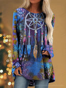 the DREAMCATCHER - Women's Fashion Vintage Indian Style Long Sleeve Tunic Tops