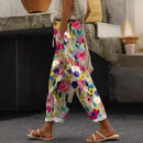 the ROLLED HEM BOHO - Women's Rolled Hem Casual Pants Floral Print Harem Pants Boho Lace-Up Stylish Casual Flowy Trousers