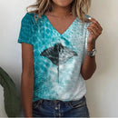 the DEEP DIVE - Summer 3D Print Sea Turtle V-Neck Oversized T-Shirts for Women