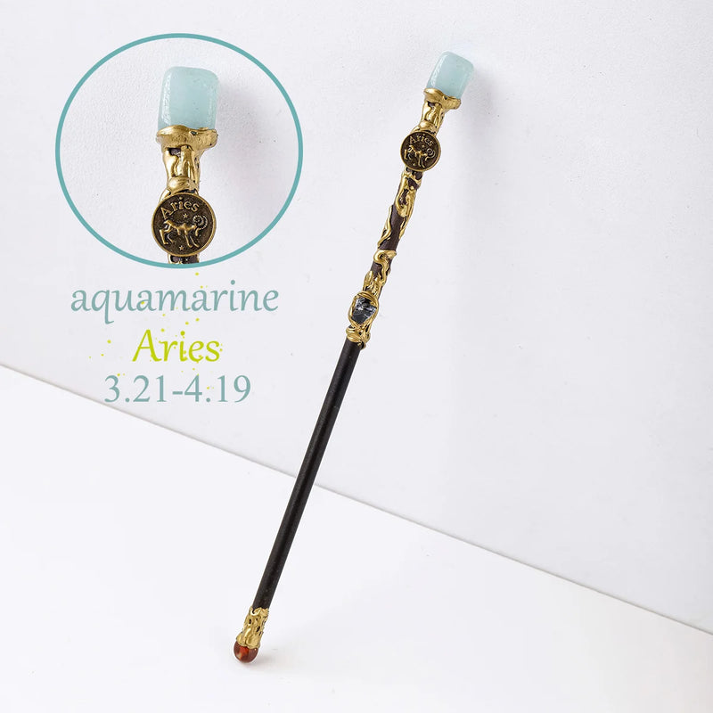 1PC 12 Constellation Crystal Stone Wand Magic Gem Healing Home Decor Easter Halloween Creative Gifts 2023 New Arrivals