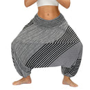 the HAREM BOHO - Bohemian Harem Pants Elastic Waist Wide Leg Long Pant Vintage Printed Trousers