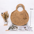 the WOVEN BAG - Straw Bag Rattan Woven Round Tassel Handbag for Women, Large Capacity Shoulder Tote Purse, Ladies Holiday Wood Handle Shopping Bag