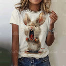 the MOUSEKETEER - Cute Mouse Print Cartoon Funny Short Sleeves Casual Animal Loose Streetwear T-Shirts for Women