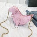the DINO-MYTE - Trend Fashion 3D Dinosaur Design Rivets PU Leather Chain Purse, Shoulder Bag Tote, Crossbody Mini Messenger Bag