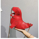 the DINO-MYTE - Trend Fashion 3D Dinosaur Design Rivets PU Leather Chain Purse, Shoulder Bag Tote, Crossbody Mini Messenger Bag