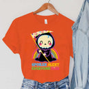 the SPOILER ALERT - Cartoon Rainbow Spoiler Alert Everyone Dies Print Vintage Reaper Sickle T-Shirts for Women