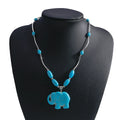 the AQUA MARINE - Bohemian Turquoise Natural Stone Pendants Necklace for Women