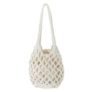 the BOAT BOHO - Fashion Boho Handmade Woven Crochet Tote Purse, Women Bucket Top-Handle Handbags, Beach Casual Solid Hollow Out Shoulder Bags