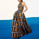 the DESIGNER BOHO - Spring/Summer Hollow Off Shoulder High Waist Lapel Sleeveless Bohemian Casual Pleated Long Dress